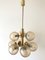 Smoked Glass and Brass Body Chandelier by Veb Leuchten, Germany, 1970s, Image 1