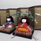 Muñecas Hina japonesas (muñeca Hina) con Byōbu (biombo), años 50. Juego de 3, Imagen 3