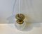 Lámpara colgante italiana vintage moderna de vidrio prensado y latón, años 60, Imagen 9