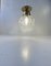 Lámpara colgante italiana vintage moderna de vidrio prensado y latón, años 60, Imagen 2