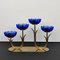 Candlestick in Brass and Blue Art Glass by Gunnar Ander for Ystad Metall, 1960s 4