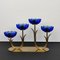 Kerzenständer aus Messing & blauem Kunstglas von Gunnar Ander für Ystad Metall, 1960er 4