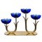 Candlestick in Brass and Blue Art Glass by Gunnar Ander for Ystad Metall, 1960s, Image 1