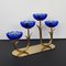 Candlestick in Brass and Blue Art Glass by Gunnar Ander for Ystad Metall, 1960s, Image 7