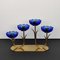 Bougeoir en Laiton et Verre Art Bleu par Gunnar Ander pour Ystad Metall, 1960s 5