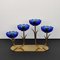Kerzenständer aus Messing & blauem Kunstglas von Gunnar Ander für Ystad Metall, 1960er 5