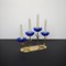 Candlestick in Brass and Blue Art Glass by Gunnar Ander for Ystad Metall, 1960s, Image 2