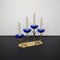 Kerzenständer aus Messing & blauem Kunstglas von Gunnar Ander für Ystad Metall, 1960er 2