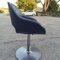 Vintage Blue Leather Swivel Armchair with Orignal Metal Pedestal, 1980s, Image 3