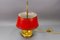 French Brass and Red Tole Shade Three-Light Bouillotte Desk Lamp, 1950s 9