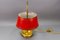 French Brass and Red Tole Shade Three-Light Bouillotte Desk Lamp, 1950s, Image 9