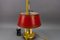 French Brass and Red Tole Shade Three-Light Bouillotte Desk Lamp, 1950s 18
