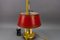 French Brass and Red Tole Shade Three-Light Bouillotte Desk Lamp, 1950s, Image 18