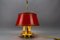 French Brass and Red Tole Shade Three-Light Bouillotte Desk Lamp, 1950s, Image 13