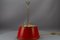 French Brass and Red Tole Shade Three-Light Bouillotte Desk Lamp, 1950s 8