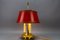 French Brass and Red Tole Shade Three-Light Bouillotte Desk Lamp, 1950s, Image 20