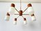 Minimalist Glass and Teak 6-Arm Chandelier by SSB, Germany, 1970s 1