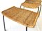 Mid-Century Modern Armchair and Footrest in Wicker and Black Iron, Germany, 1960s, Set of 2, Image 9