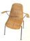 Mid-Century Modern Armchair and Footrest in Wicker and Black Iron, Germany, 1960s, Set of 2 6