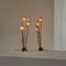Lámparas de mesa florales de cristal de Murano y latón, años 80. Juego de 2, Imagen 2
