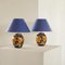 French Hand-Painted Ceramic Table Lamps with Floral Decor, 1980s, Set of 2 2