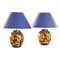 French Hand-Painted Ceramic Table Lamps with Floral Decor, 1980s, Set of 2, Image 1