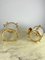 Italienische Vintage Glas Hängelampe aus goldenem Metall, 1960er, 2er Set 4