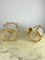 Vintage Italian Glass Hanging Lamp in Golden Metal, 1960s, Set of 2 4