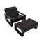Brutalist Easy Chair with Ottoman in Wood and Leather by Atelier Sonja Wasseur, Set of 2 1