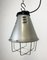 Lámpara colgante jaula industrial de aluminio gris, años 70, Imagen 9