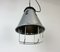 Lámpara colgante jaula industrial de aluminio gris, años 70, Imagen 7