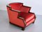 Fauteuil Cubiste Art Déco en Mohair Vermillon et Érable, Belgique, 1920s 2