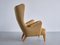 Wingback Chair in Yellow Wool and Elm attributed to Gustav Axel Berg, Sweden, 1940s 10