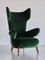 Fauteuil à Oreilles en Mohair Vert par Ottorino Aloisio pour Colli, Italie, 1957 9