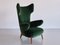 Fauteuil à Oreilles en Mohair Vert par Ottorino Aloisio pour Colli, Italie, 1957 1