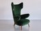 Wingback Chair in Green Mohair by Ottorino Aloisio for Colli, Italy, 1957, Image 1