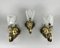 Vintage Wall Mount Sconces in Bronze with Glass Shades, Germany, Set of 3 2