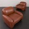 Vintage Italian Space Age Lounge Chairs in Brown Leatherette in the style of Bellini & Frattini, 1970s, Set of 2 15