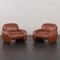 Fauteuils Space Age Vintage en Similicuir Marron dans le style de Bellini & Frattini, Italie, 1970s, Set de 2 1