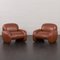 Vintage Italian Space Age Lounge Chairs in Brown Leatherette in the style of Bellini & Frattini, 1970s, Set of 2 1