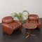 Vintage Italian Space Age Lounge Chairs in Brown Leatherette in the style of Bellini & Frattini, 1970s, Set of 2 3