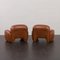 Vintage Italian Space Age Lounge Chairs in Brown Leatherette in the style of Bellini & Frattini, 1970s, Set of 2, Image 8