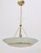 Brass and Etched Glass Bowl Pendant in the style of Fontana Arte, Italy, 1980s 1