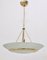 Brass and Etched Glass Bowl Pendant in the style of Fontana Arte, Italy, 1980s, Image 1