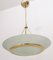 Brass and Etched Glass Bowl Pendant in the style of Fontana Arte, Italy, 1980s 6