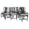 Swedish Black Wood and Fabric Chairs, Set of 9 1