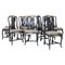 Swedish Black Wood and Fabric Chairs, Set of 9, Image 1