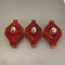 Red Cubic Ceramic Fat Lava Wall Lights attributed to Pan Ceramics, Germany, 1970s, Set of 3 16