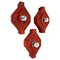 Red Cubic Ceramic Fat Lava Wall Lights attributed to Pan Ceramics, Germany, 1970s, Set of 3, Image 1