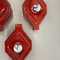 Red Cubic Ceramic Fat Lava Wall Lights attributed to Pan Ceramics, Germany, 1970s, Set of 3 6